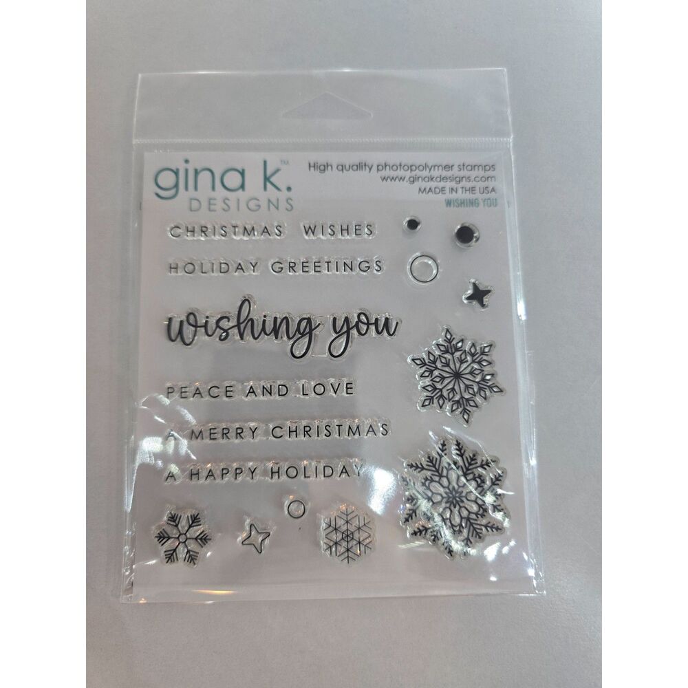Gina K Designs Wishing You Christmas Holiday Snowflake Clear Stamps NEW